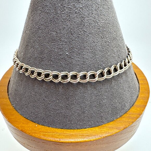 Sterling Silver 925 Double Link Chain Bracelet Lobster Clasp Size 8.25" Length - Picture 5 of 9